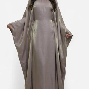 Dusty Purple Gold metallic butterfly abaya